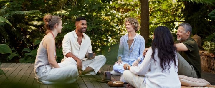a group at a spiritual retreat